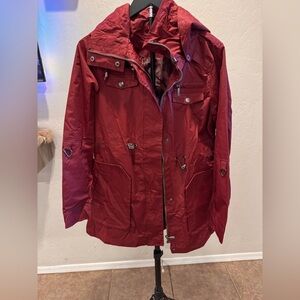 Yoki Women's Burgundy Hooded Rain Jacket